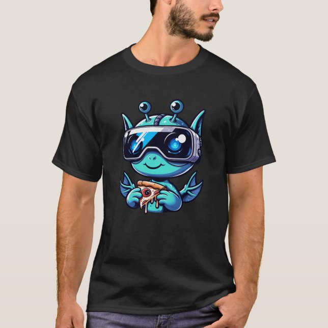 Camiseta Aventura alienígena Sci-Fi VR Pizza, Extraterrestr (Frente)