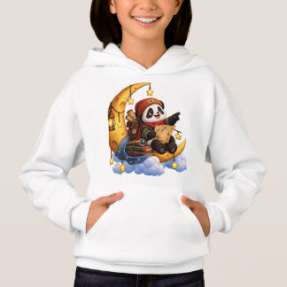 Camiseta Aventura ao Luar Panda Fofa Capuz Fantasia Desi