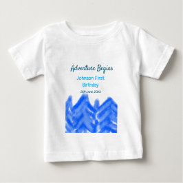Camiseta Aventura Azul Aqua inicia montanha primeiro aniver