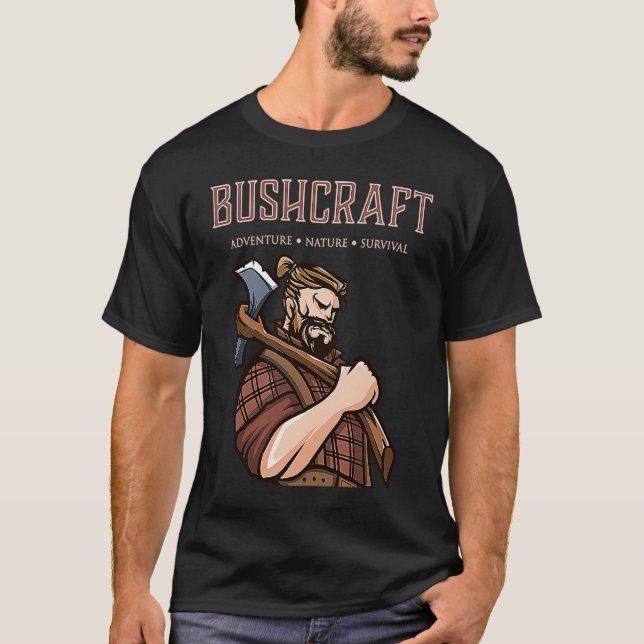 Camiseta Aventura Bushcraft Natureza Sobrevivência Vida ao  (Frente)