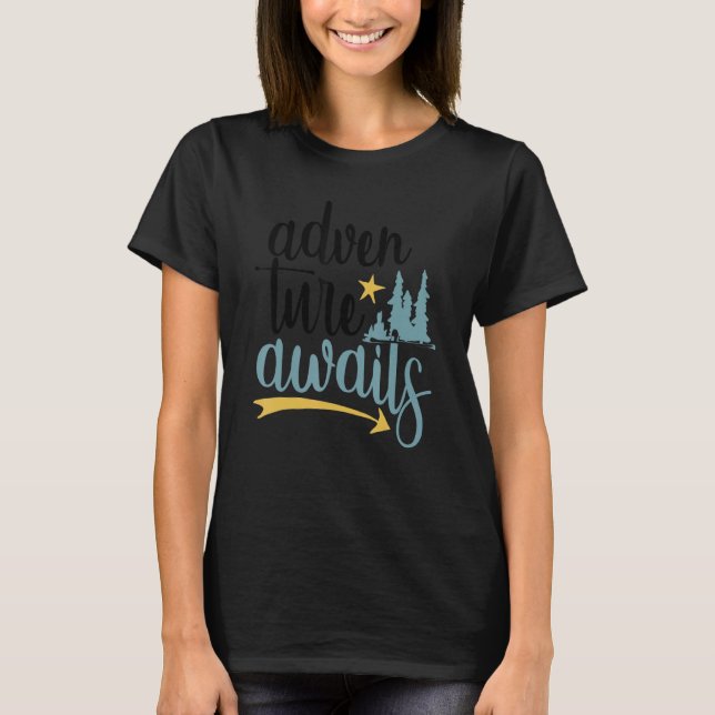 Camiseta Aventura Cute Aguarda Ataque Ao Ar Livre Adquirido (Frente)