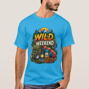 Camiseta Aventura de Acampamento de Fim de Semana Selvagem