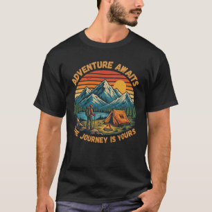 Camiseta Aventura de Camping e Trilha na Montanha Retro