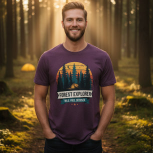 Camiseta Aventura de Camping Explorador da Floresta ao Ar L