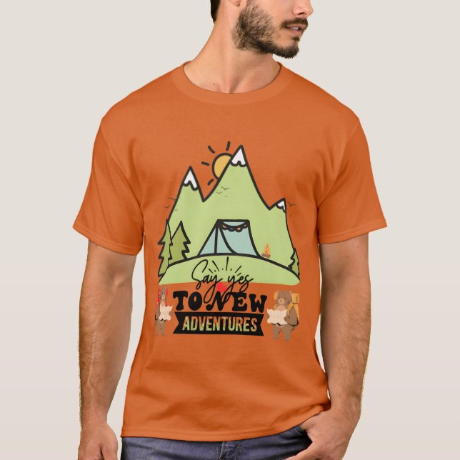 Camiseta Aventura de Camping Explore o Grande ao ar livre e (Frente)