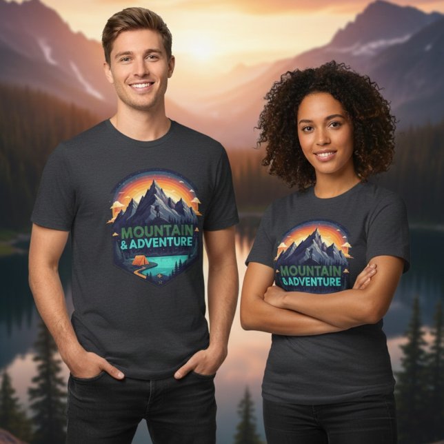 Camiseta Aventura de Camping Patch Montanha Roupas de Outdo (Criador carregado)