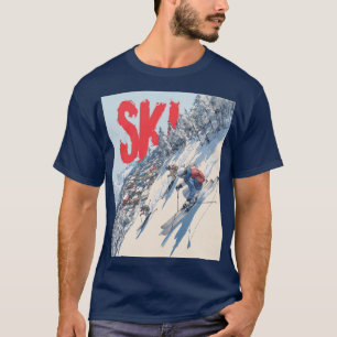 Camiseta Aventura de Esqui na Encosta da Montanha