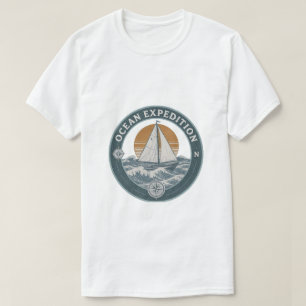 Camiseta Aventura de Expedição Oceânica Vintage ao Ar Livre