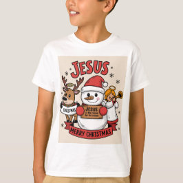 Camiseta Aventura de Fé de Natal: Snowman, Reindeer