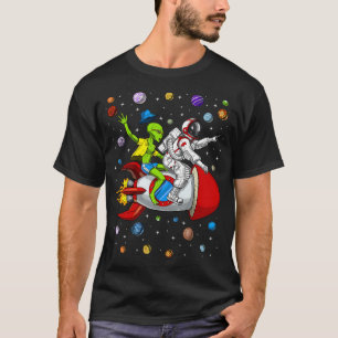 Camiseta Aventura de Foguete de Astronauta Alien