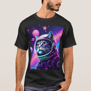 Camiseta Aventura de Gato do Espaço Negrito - Galáxia de Va