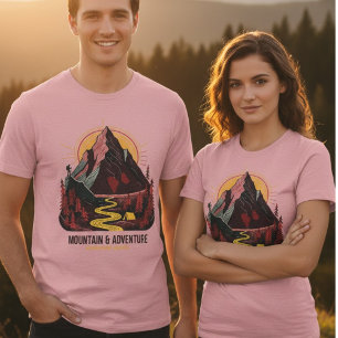 Camiseta Aventura de Montanha Vintage Tom Vermelho ao Ar Li