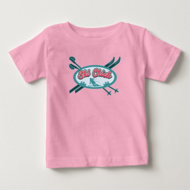 Camiseta Aventura de neve para menina de esqui (Frente)