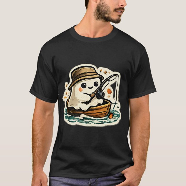 Camiseta Aventura de Pesca de Fantasma Fofo (Frente)