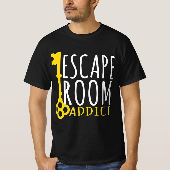 Camiseta Aventura de Quebra-cabeça de Sala de Fuga Addicto (Frente)