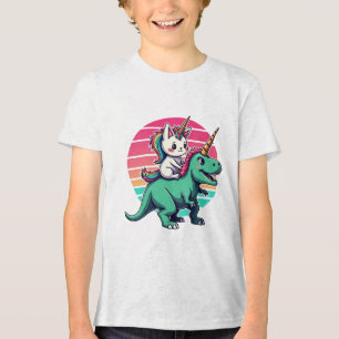Camiseta Aventura de Unicórnio Gato T-Rex para Amantes de G
