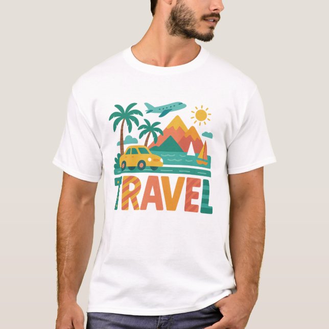 Camiseta Aventura de Viagem Colorida (Frente)