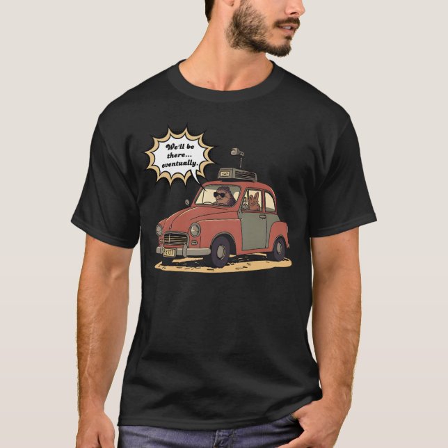 Camiseta Aventura de viagem de desenho animado do Preguiça  (Frente)