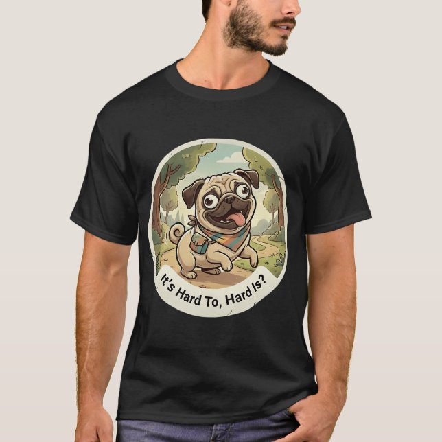 Camiseta Aventura Divertida do Pug Derpy  (Frente)