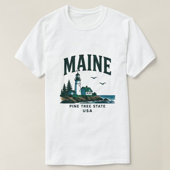 Camiseta Aventura do Farol de Maine (Frente do Design)