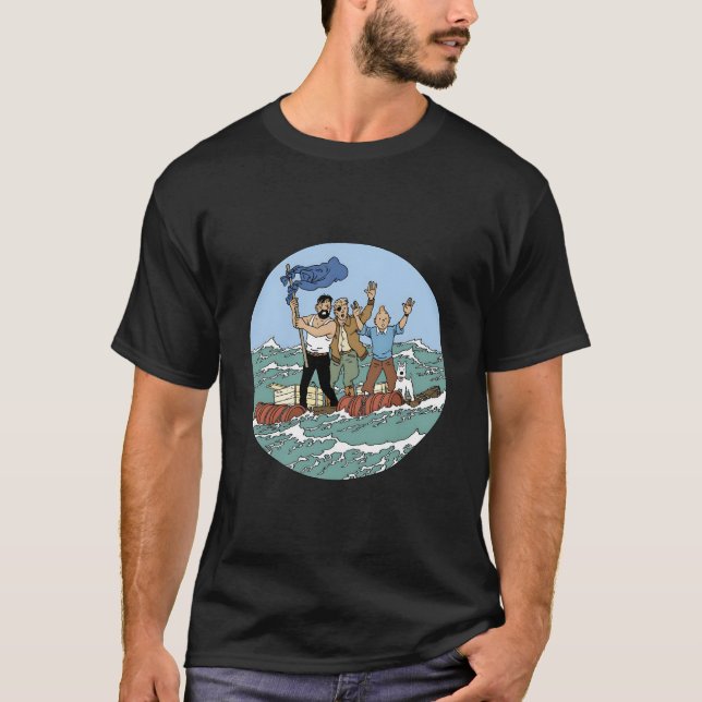 Camiseta Aventura Do Mar De Tin-Tin Com O Capitão Haddock (Frente)