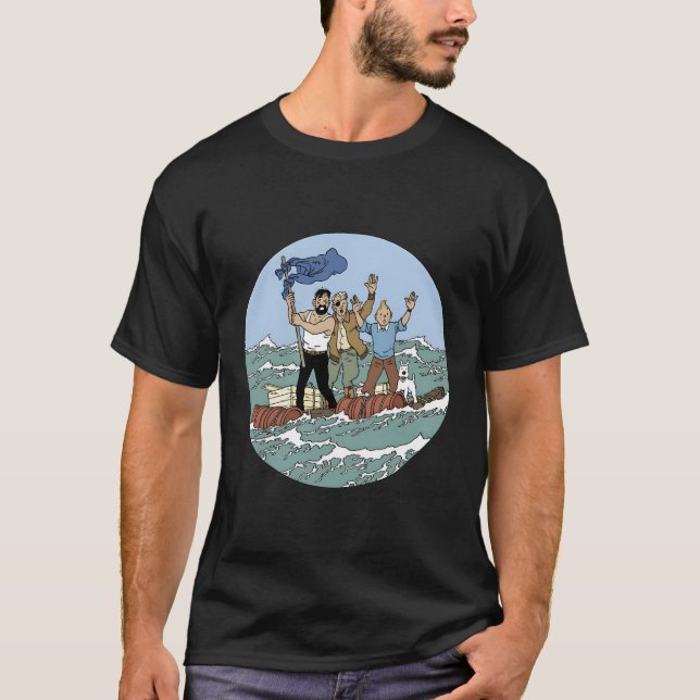 Camiseta Aventura Do Mar De Tin-Tin Com O Capitão Haddock (Frente)