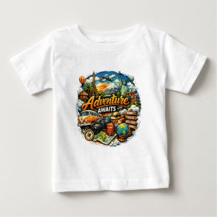 Camiseta Aventura Espera Colagem Viagem Vintage Férias