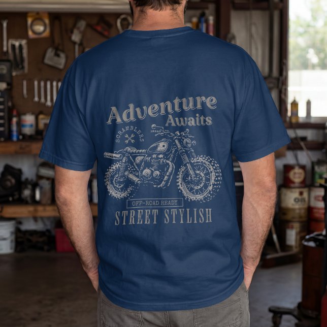Camiseta Aventura Espera – Estilo de Rua de Moto Clássica (Criador carregado)