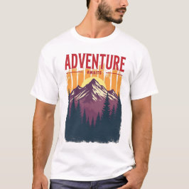 Camiseta Aventura Espera - Montanha e Floresta Vintage