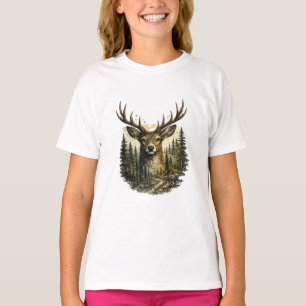 Camiseta Aventura Majestosa da Floresta de Cervos Natureza