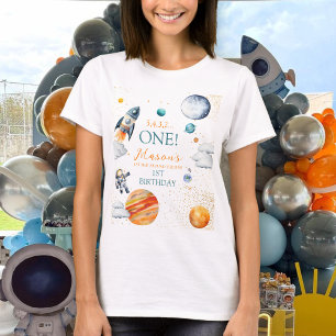 Camiseta Aventura na Galáxia Espaço Menino Primeiro Anivers