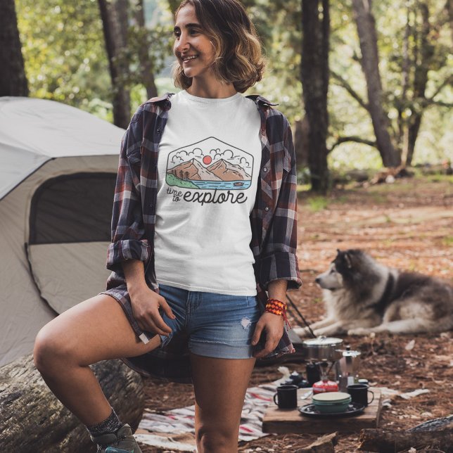 Camiseta Aventura na Montanha Hora de Explorar (Criador carregado)