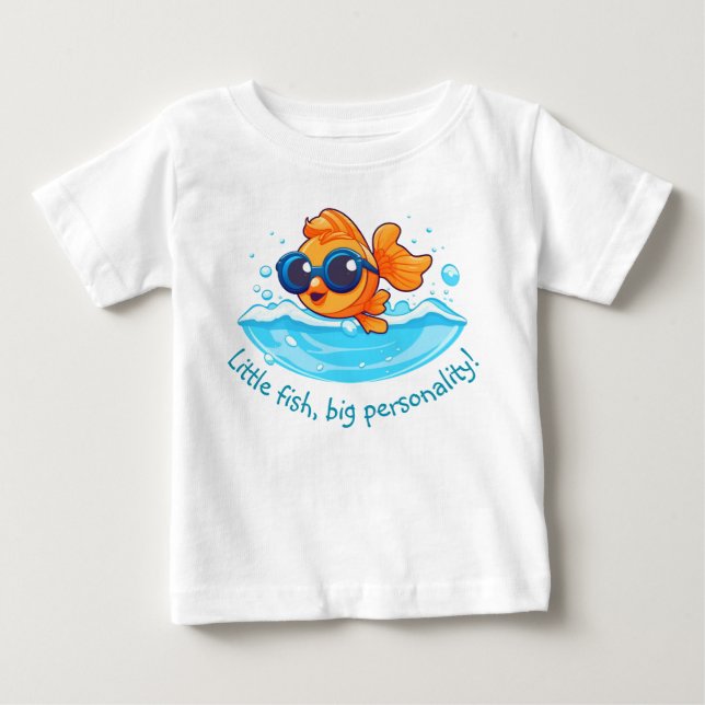 Camiseta Aventura no Mar | Peixes dourados-cegos com óculos (Frente)