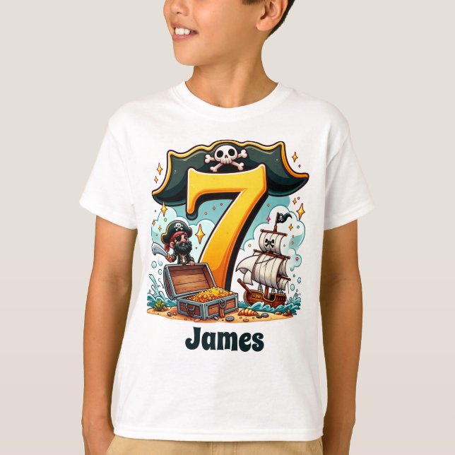 Camiseta Aventura Pirata - Celebrando 7 Mares de Diversão (Frente)