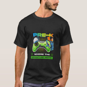 Camiseta Aventura Pré-K Começa De Volta Aos Videos games Es