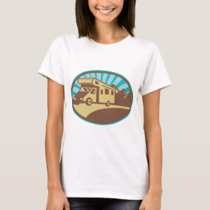 Camiseta Aventura Retro de Campervan em Montanha Sol Vintag