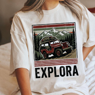Camiseta Aventura Retro de Exploração em Montanhas Antigas