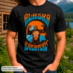 Camiseta Aventura Retro Sasquatch na Montanha do Alasca