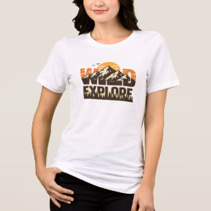 Camiseta Aventura Selvagem Exploração Vintage Montanha Outd