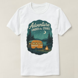 Camiseta Aventura sob a Arte de Acampamento Retroativo das