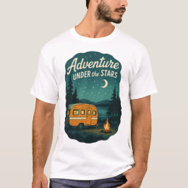 Camiseta Aventura sob a Arte de Acampamento Retroativo das 