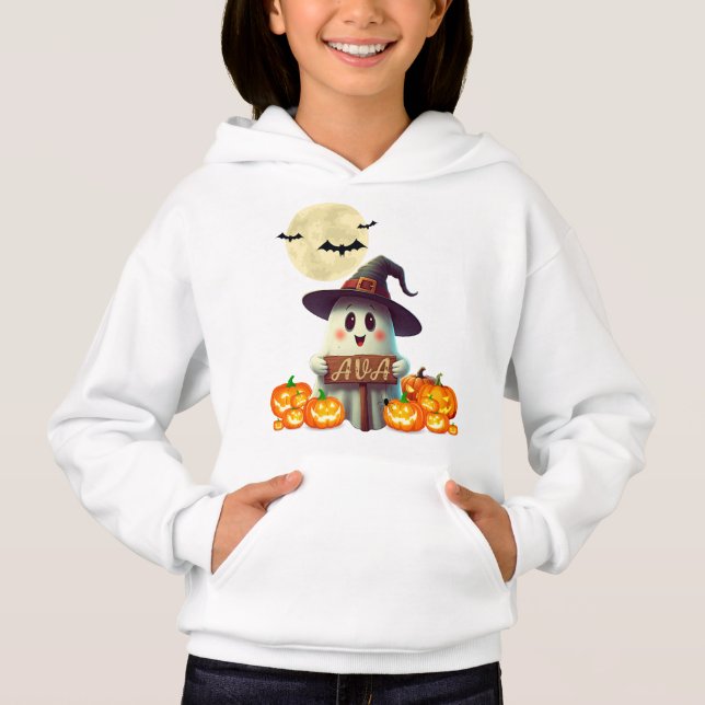 Camiseta Aventura Spooky de nome fantasma "Ava" (Frente)
