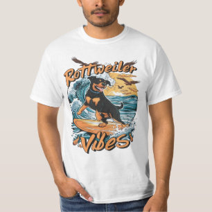 Camiseta Aventura Wave Rider Rottweiler Cão Surfing