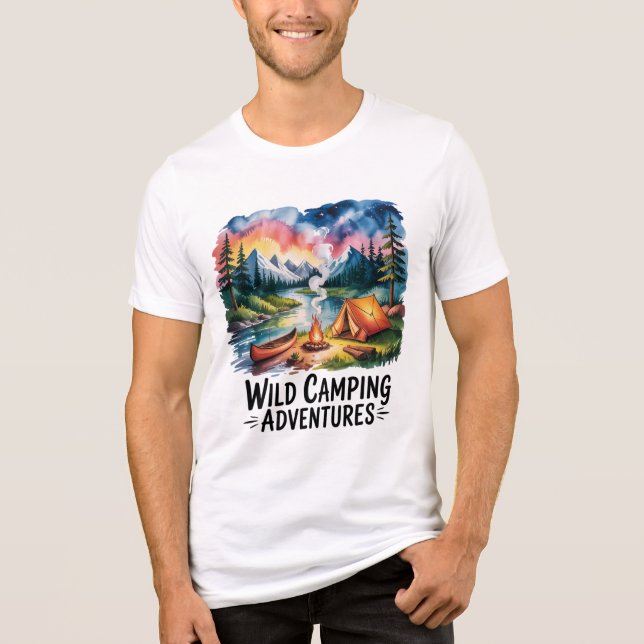 Camiseta Aventuras de Camping Selvagens Design (Frente)