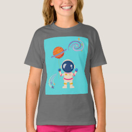 Camiseta Aventuras de desenho animado espacial.