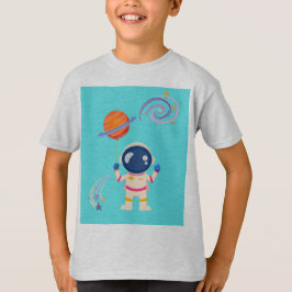 Camiseta Aventuras de desenho animado espacial.