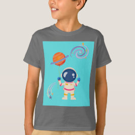 Camiseta Aventuras de desenho animado espacial.