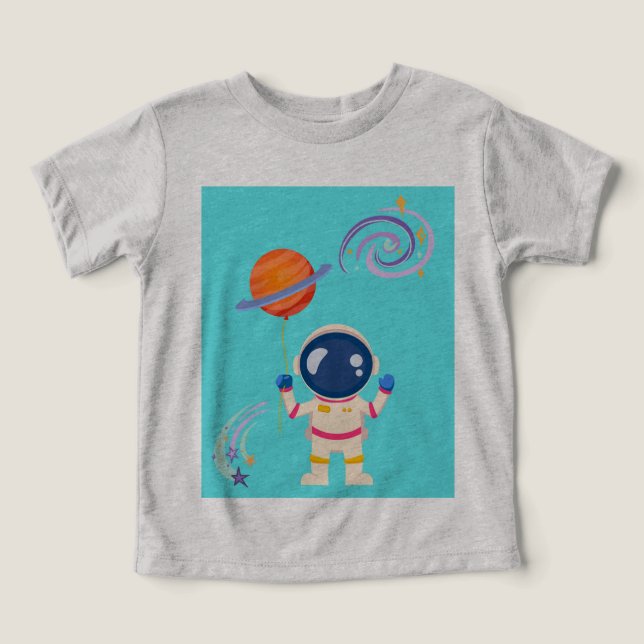 Camiseta Aventuras de desenho animado espacial. (Design frontal)