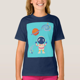 Camiseta Aventuras de desenho animado espacial.