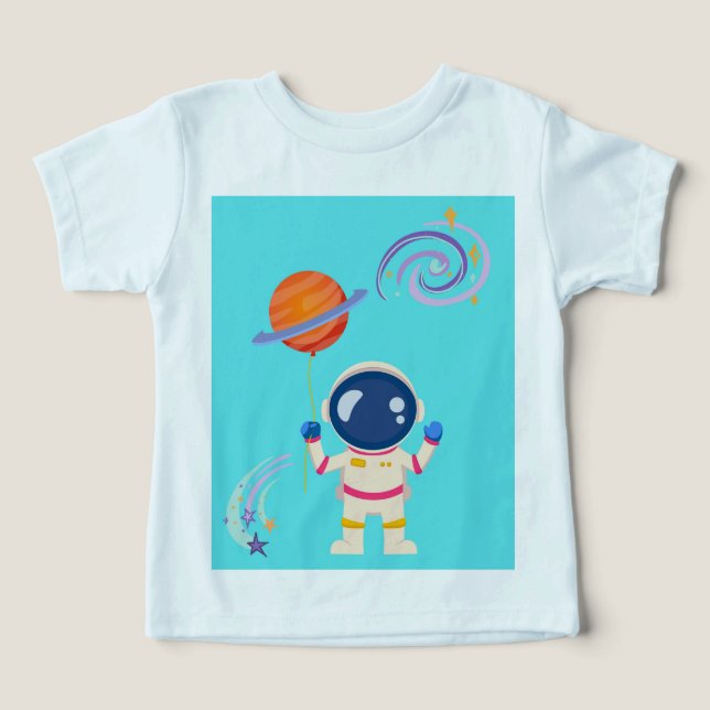 Camiseta Aventuras de desenho animado espacial. (Design frontal)